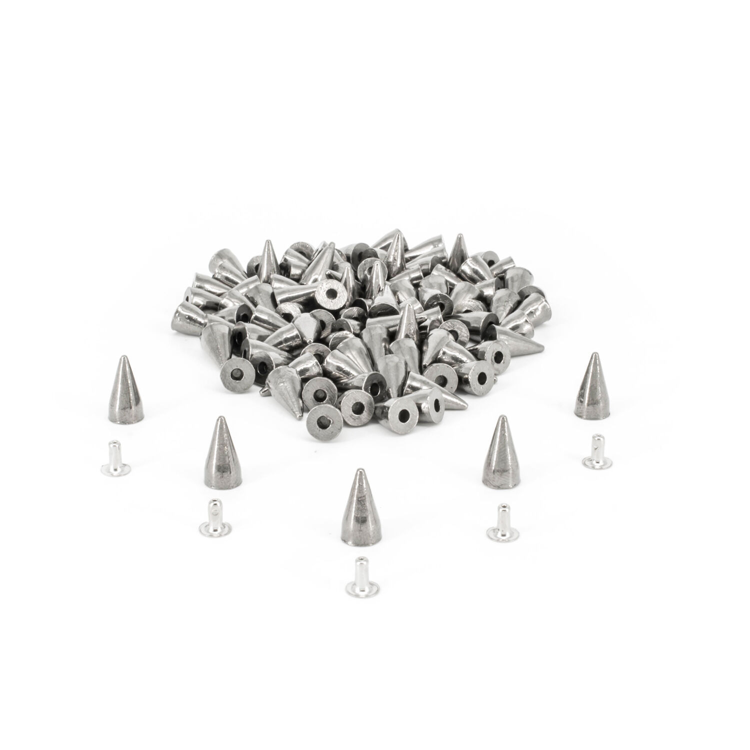BRASS 7mm x 9.5mm 100 x Punk Spike Cone Screw Back Studs//Rivets UK SELLER