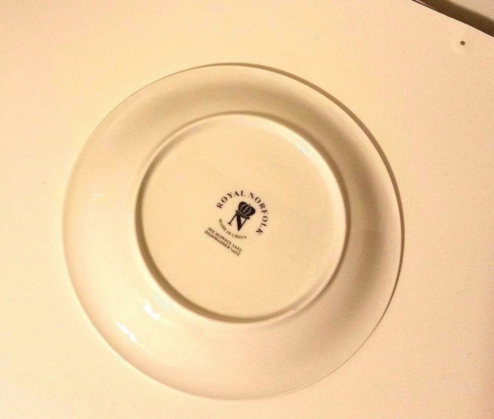 Royal Norfolk Classic White Embossed Salad Plate 8" in Diameter Dinner