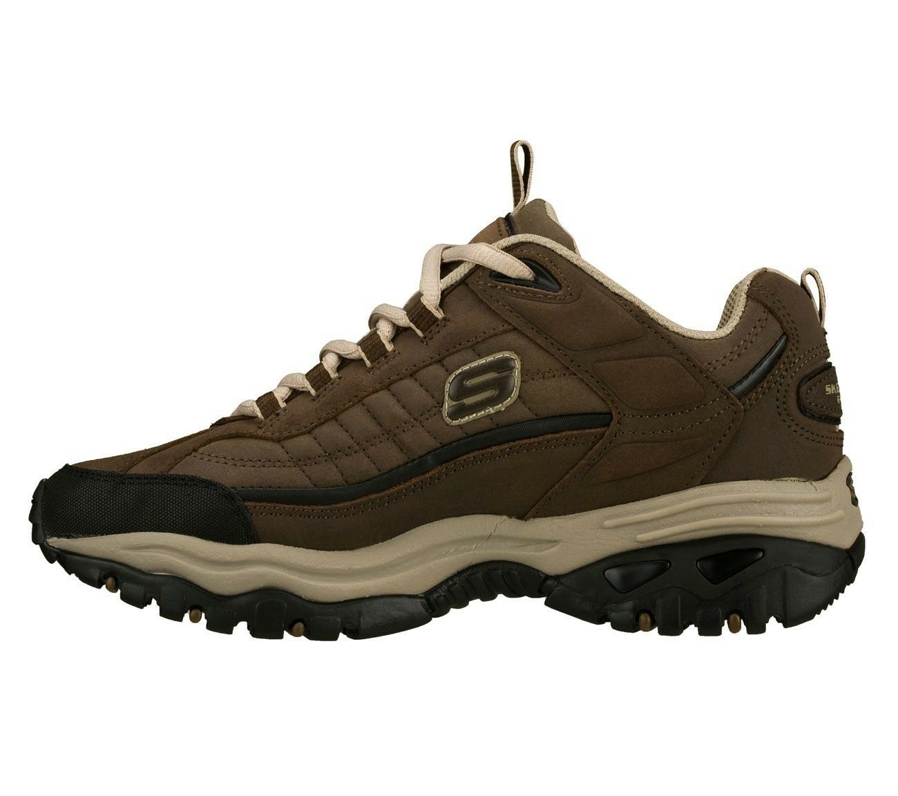 Skechers EW Wide Width Brown shoes Men's Sport Casual Soft Leather ...