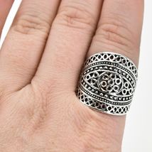 Bohemian Vintage Inspired Silver Tone Geometric Circles Fashion Statement Ring image 6