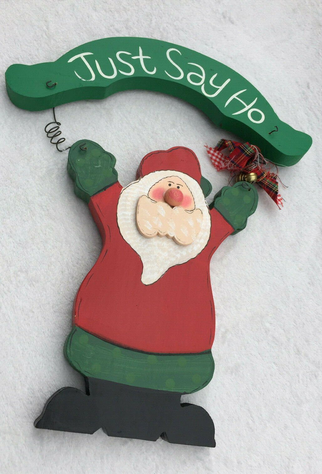 Primary image for Vintage Santa Claus "Just Say Ho" Wood Walll Hanging Home Decor 14" Tall