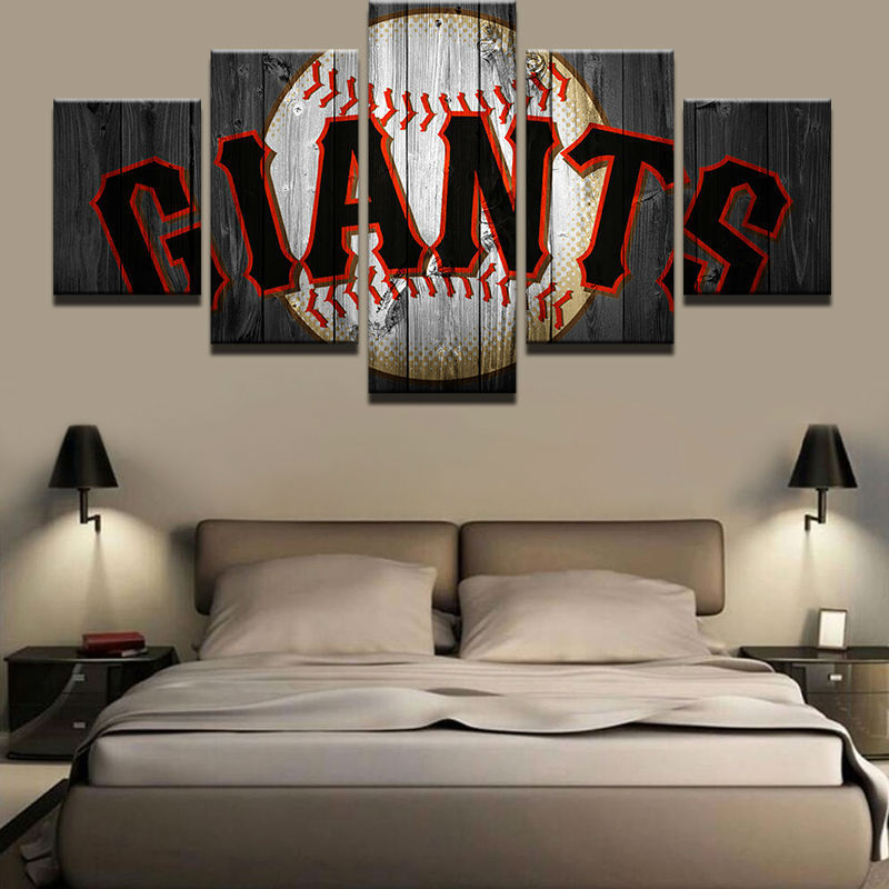 Framed San Francisco Giants Baseball Posters Canvas Wall Art 5 Piece