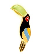 Enamel Toucan Pin With Rollover Clasp Vintage 1970s Excellent Condition - $5.89