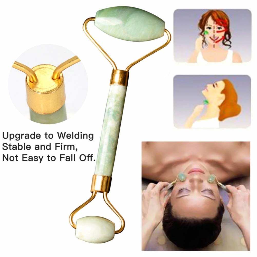 3 PCS Jade Roller for Face Gua Sha Massager Tool Set- Massage Body Rollers Face