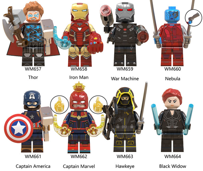 8pcs/set Thor,Iron Man,Captain American,Hawkeye DIY 8 Minifigures Lot