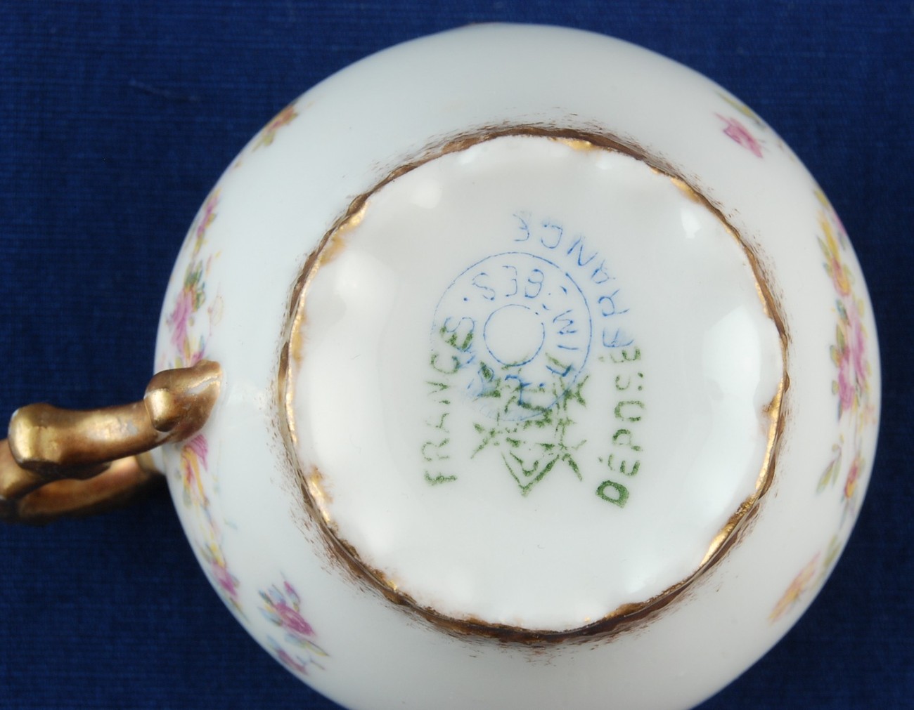 France Depose Limoges Demitasse Cup Antique Hand Painted Cup & Saucers