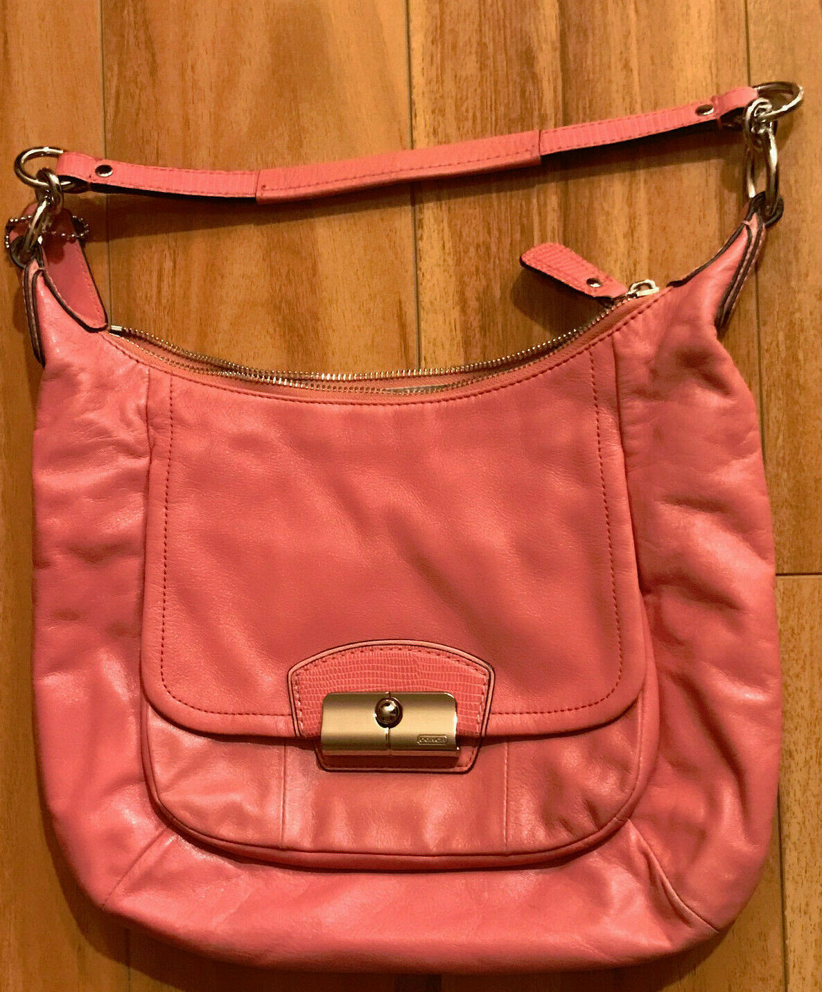 Coach Pink Kristin Leather Hobo Shoulder Bag Crossbody With Strap and