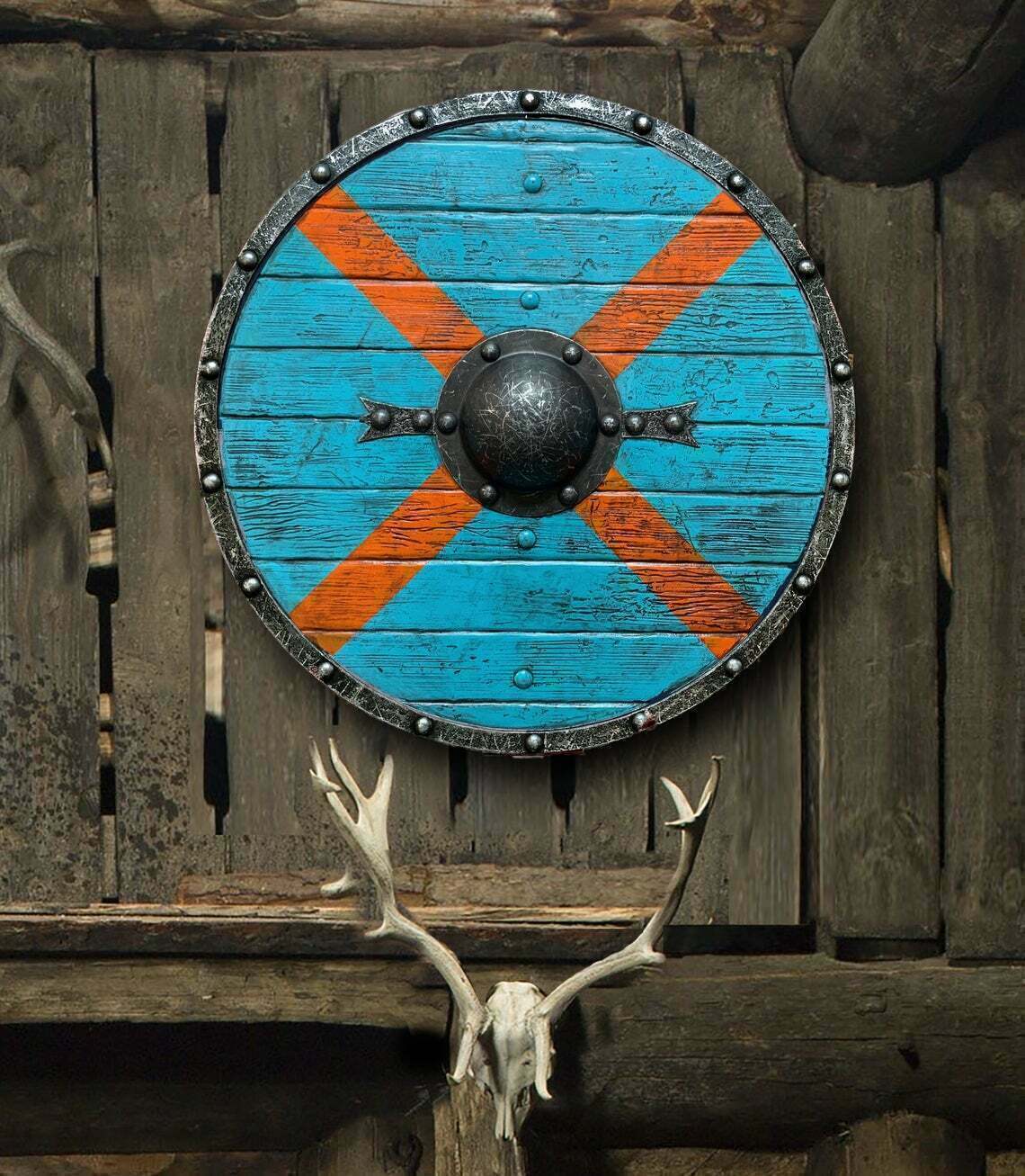 Cadeau médiéval authentique Rollo Battleworn Viking Shield