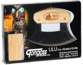 Tongass Trading Co ULU Alaska Knife Stainless Steel Oak Handle w/Stand - $17.72