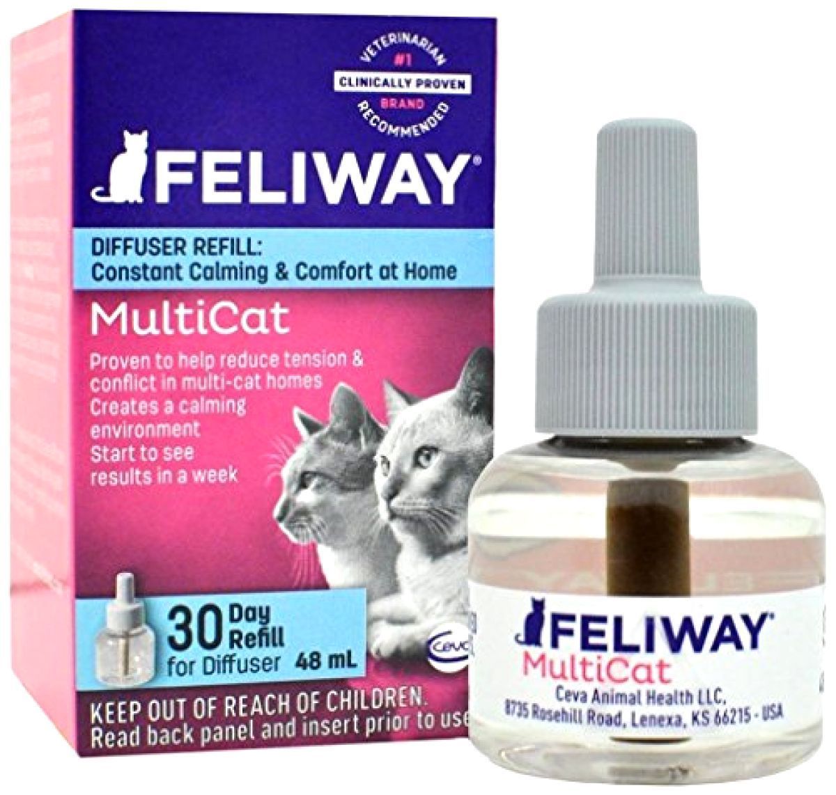 CEVA Animal Health Feliway MultiCat 30 Day Refill Diffuser 48ml Pheromone