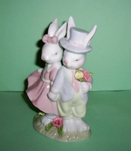 Home Interiors Bunnie Couple Figurine Easter Finery - $19.99