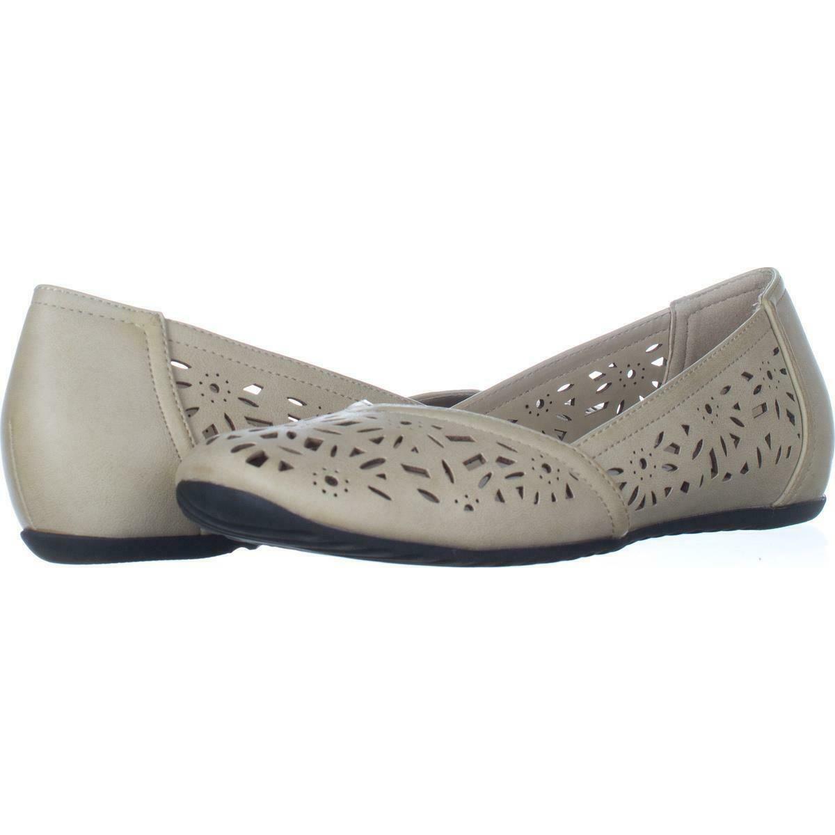 Easy Street Charlize Cutout Ballet Flats 791, Bone, 8 US Flats & Oxfords