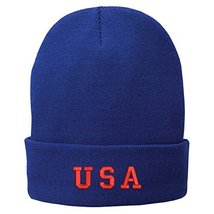 Trendy Apparel Shop USA Red Embroidered Winter Knitted Long Beanie - Royal - $14.99