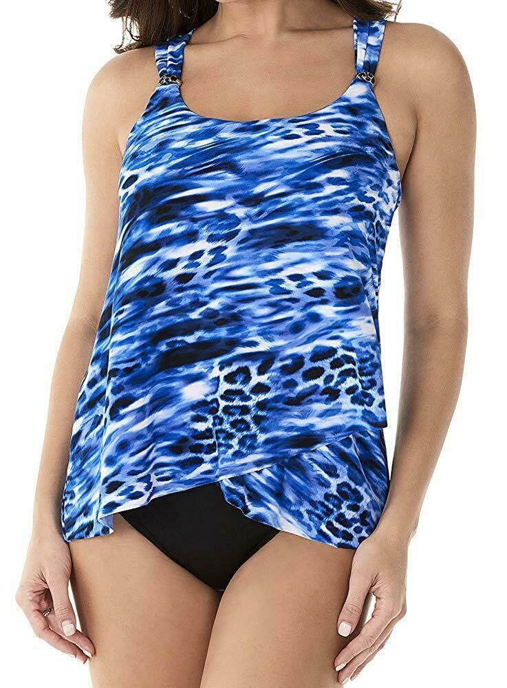 Miraclesuit DELPHINE Lynx Lazuli Dazzle Underwire Tankini Top, US 14 ...