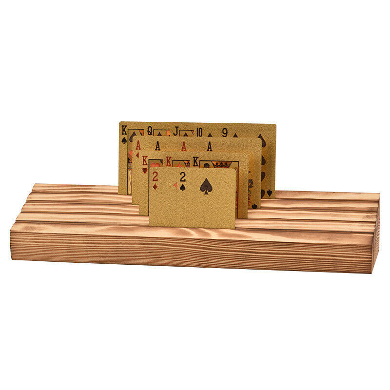 WR Poker Wood Display Rack Playing Card Holder Table Game For Kids