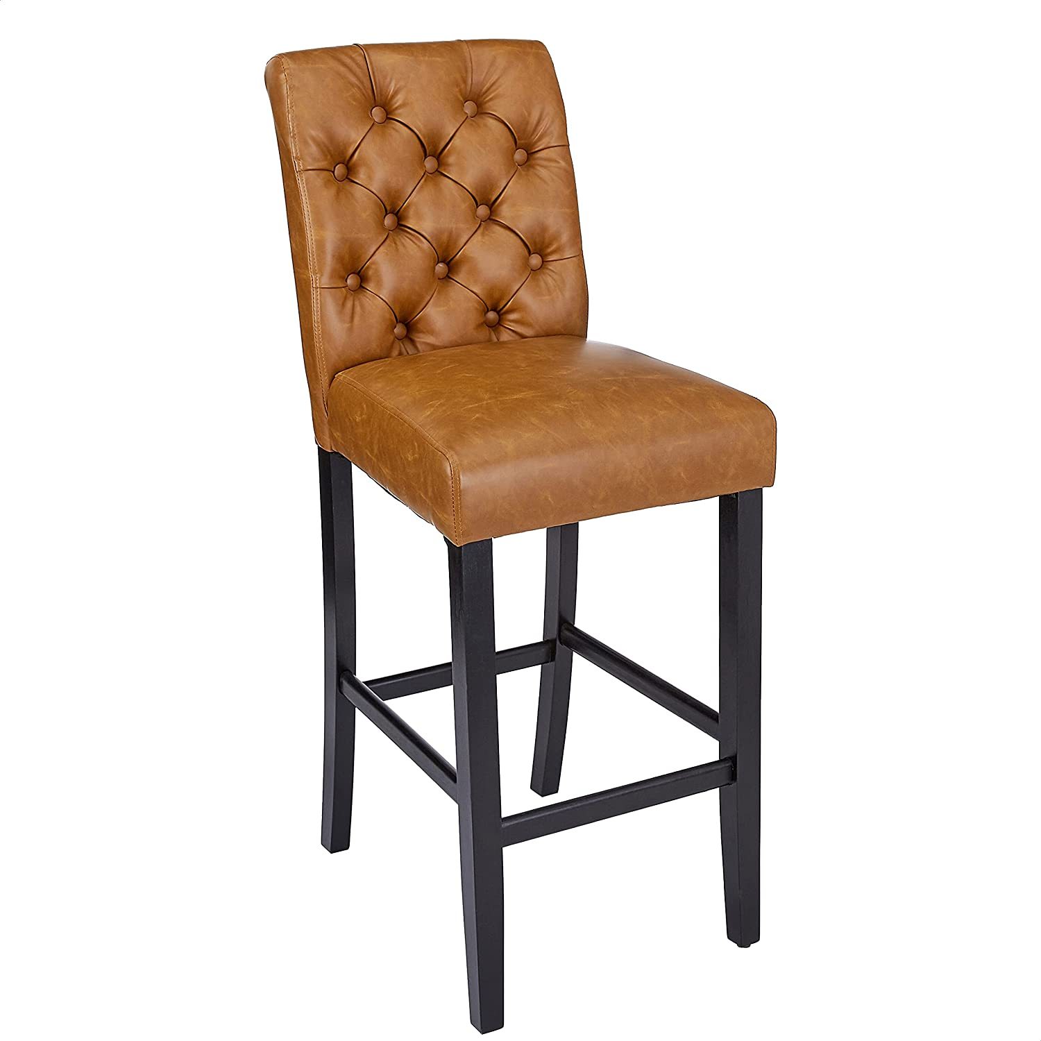 Dining Chairs Mid-Century Tufted Leather Kitchen Counter Uped Bar Stoo