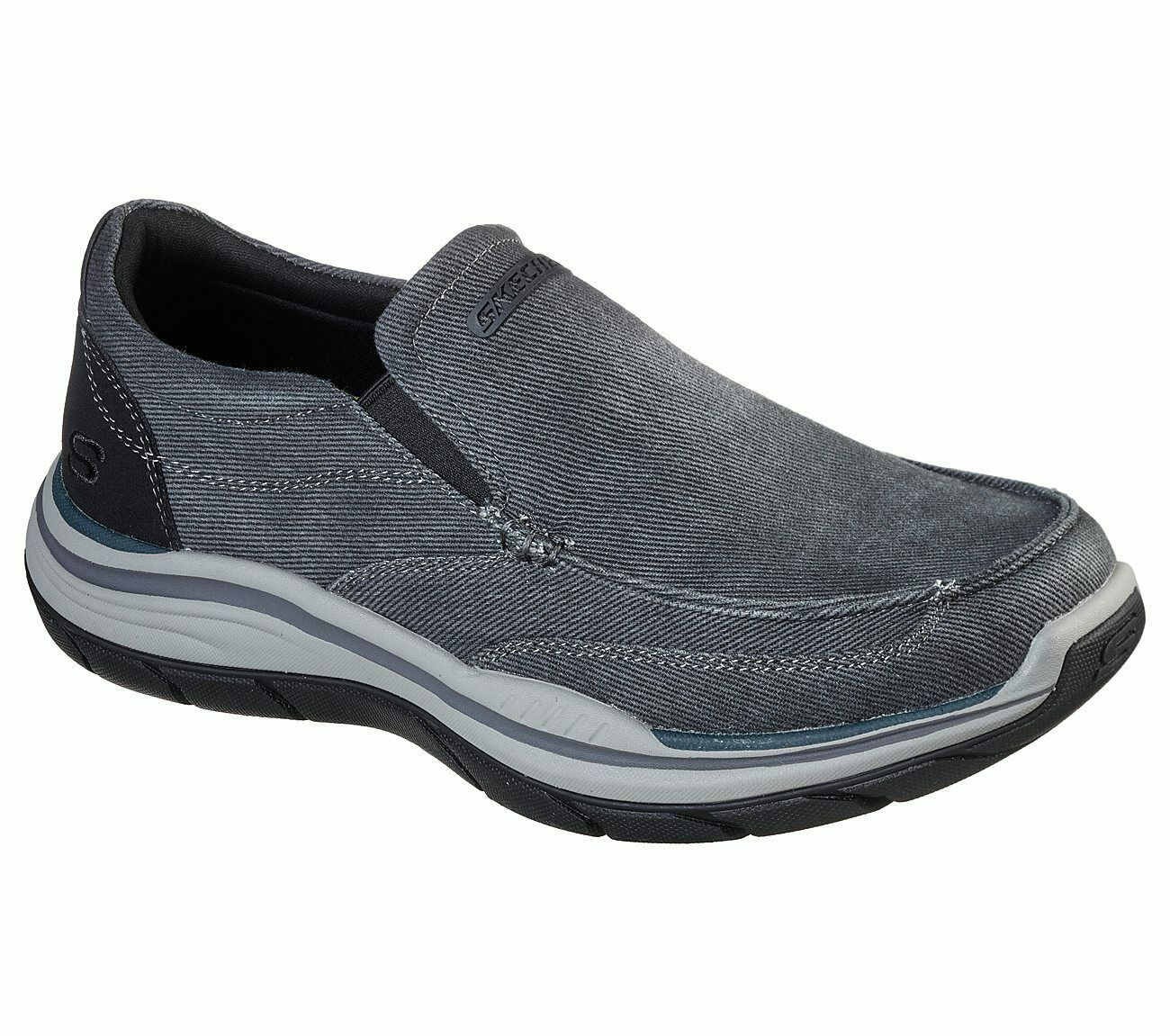 Skechers Extra Wide Fit Black Shoe Men Comfort Slip On Casual Memory ...