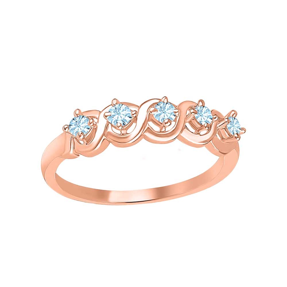 Round Cut Aquamarine 14k Rose Gold Over 925 Silver Wedding Band Ring