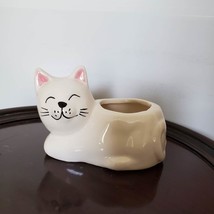 Cat Planter, ceramic animal planter, succulent plant pot, White Kitten Kitty