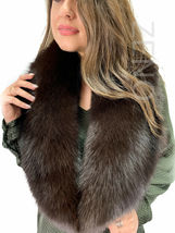 Chocolate Fox Fur Stole 47' (120cm) Saga Furs Fox Collar Dark Brown Fur Scarf image 3
