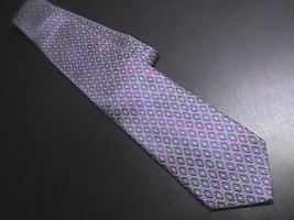 Jos A Bank Neck Tie Made in Italy Silk Diamonds of Blues with Golds and Reds - $10.99