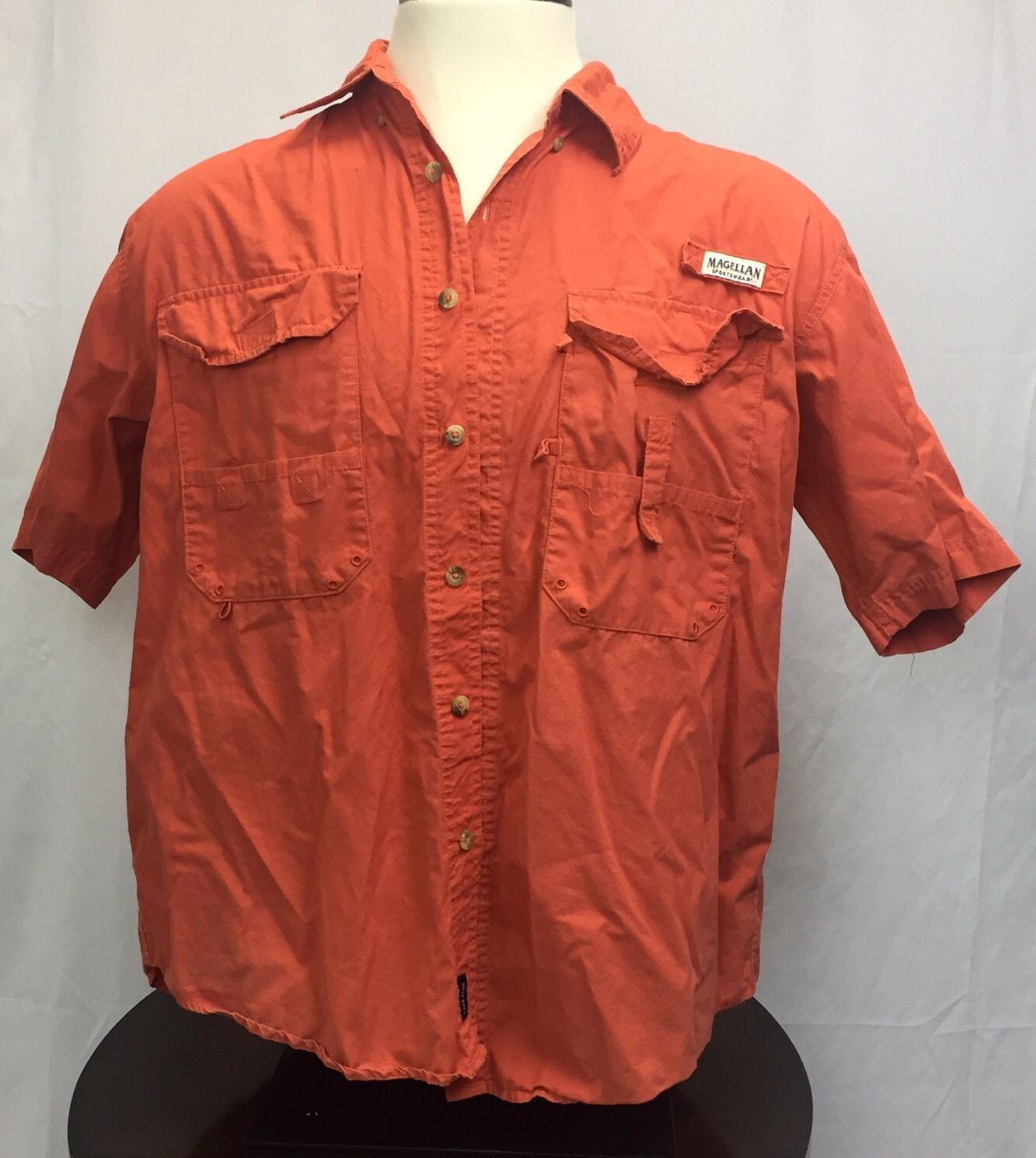 Mens Magellan Fish Gear Mag Release Cotton SS Vented Btn up Shirt Size ...