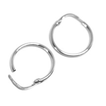 18K WHITE GOLD ROUND CIRCLE HOOP SMALL EARRINGS DIAMETER 15mm x 1.2mm, ITALY image 2