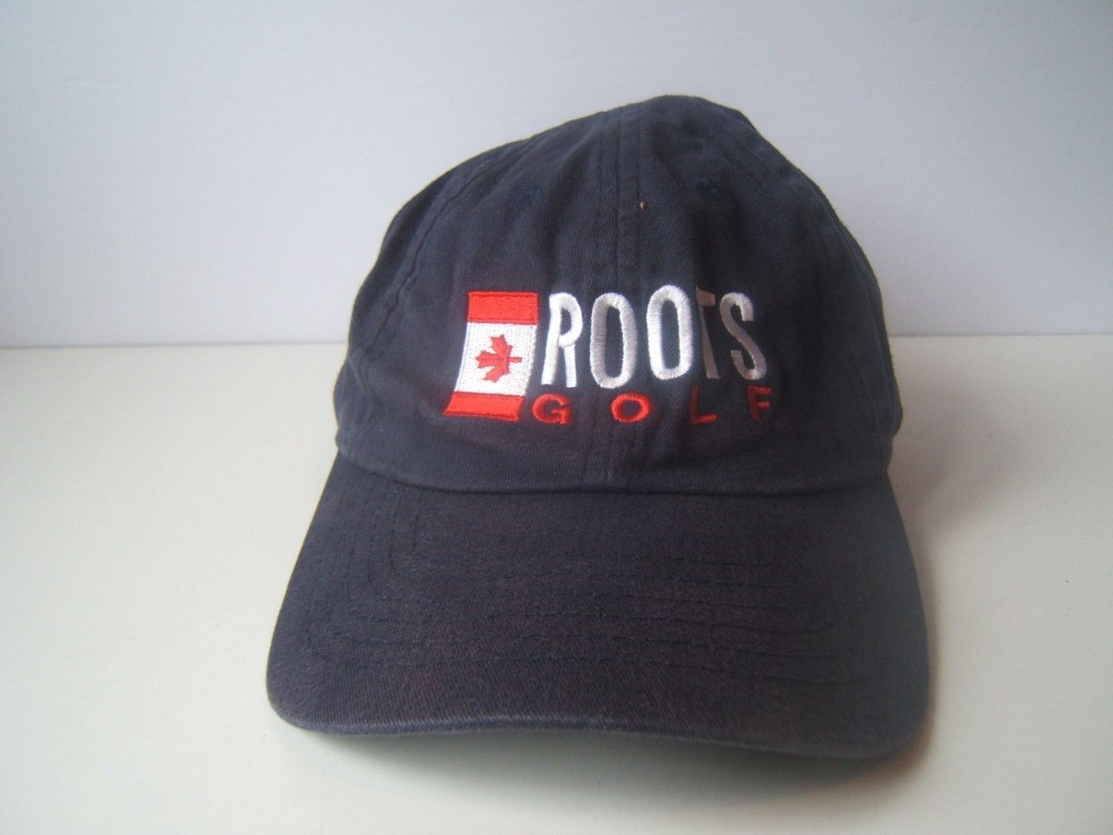 Roots Canada Golf Hat Faded Dark Blue Strapback Baseball Cap Hats