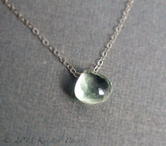 Green Amethyst necklace - Eco-friendly gift silver gold green prasiolite solitai - $28.00