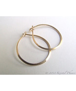 Gold Hoops - tiny hoop earrings 14k gold-filled basic lightly hammered 1/2"  - $16.00
