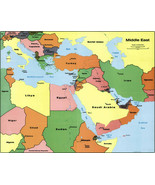 1990 Political Middle East CIA Map Poster with Capitals - Wall Art Print... - $13.95+
