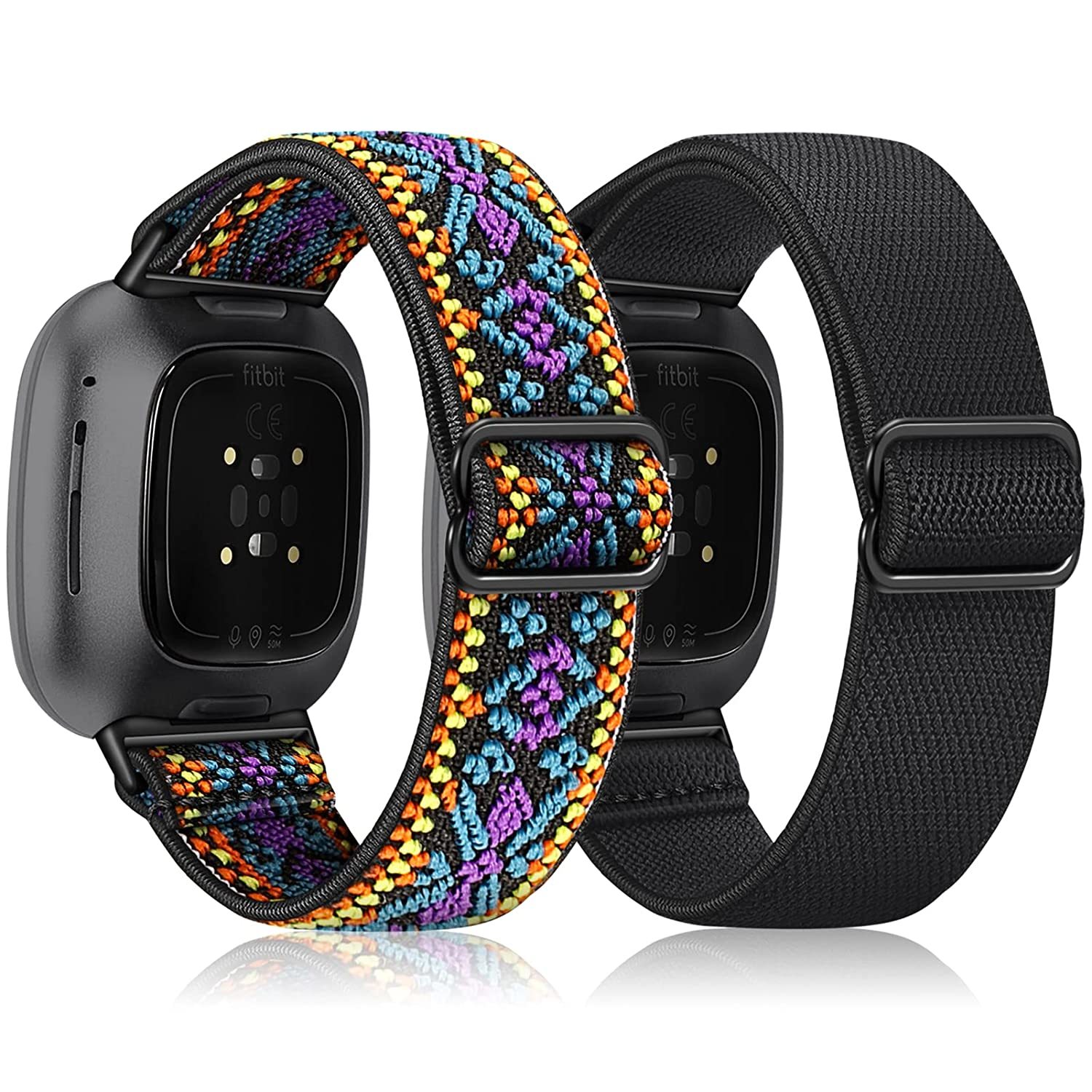 Fintie 2 Pack Elastic Band Compatible with Fitbit Versa 4 / Fitbit Versa 3 / Fit