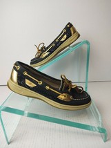 SPERRY Women&#39;s Sz 6M Top-Sider Boat Shoes. Blk/Gold Metallic Sparkle Lea... - $33.99