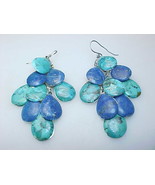 LAPIS &amp; TURQUOISE Dangle EARRINGS in Sterling Silver - 2 3/4 inches long - $95.00