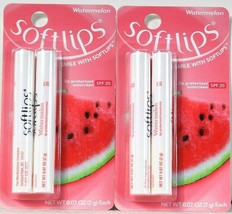 2 Packs Softlips 0.07 Oz Watermelon SPF 20 Sunscreen 2 Ct Lip Protectant Balm