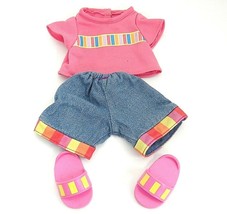 Dora Explorer Doll Outfit Only Denim Shorts Pink Top Flip Flips Stripes - $8.90