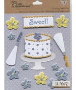 Dimensional Blue Flowers Cake Stickers - $2.50