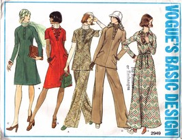 Misses DRESS, TUNIC &amp; PANTS Vintage 1970&#39;s Vogue Pattern 2949 Size 16 UNCUT - $15.00