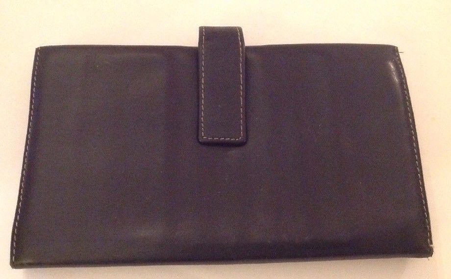 LODIS Los Angeles Black Leather Clutch Checkbook Credit Card ID Coin ...