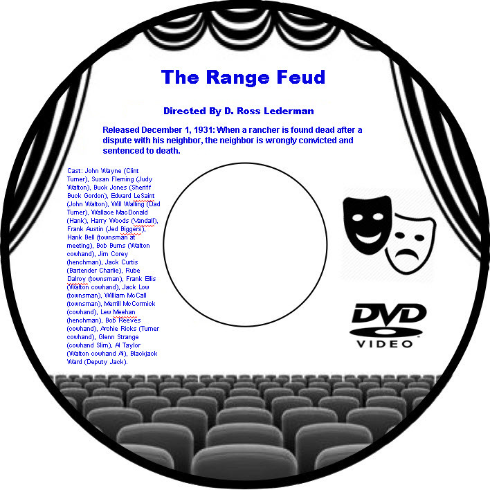 The Range Feud 1931 DVD Film Western D. Ross Lederman John Wayne Susan Fleming