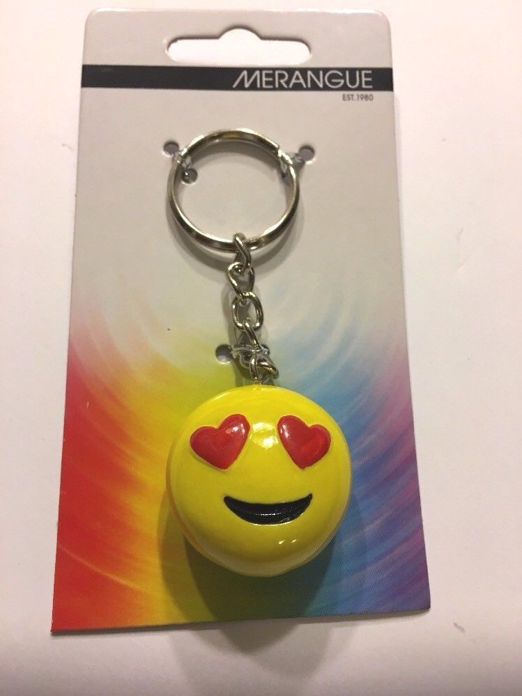 Emoji Keychain Yellow Heart Shapes Eyes