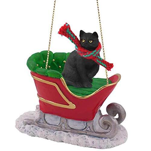Primary image for Conversation Concepts Tabby Cat Sleigh Ride Christmas Ornament Black Shorthaired