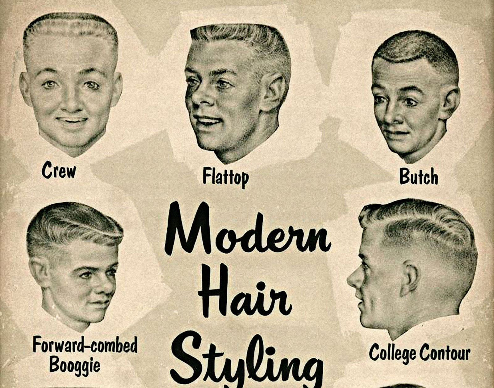 Barber Services Vintage Ad Modern Hair Styling Chart Decor Haircut ...