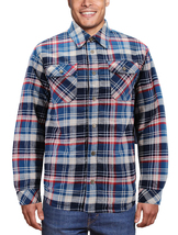 Men's Heavyweight Cotton Flannel Warm Sherpa Lined Snap Button Plaid Jacket image 3