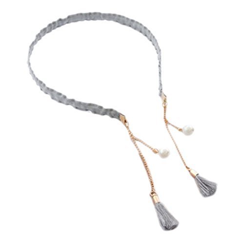 2PCS Fashion Hairpin with False Tassel Earring Headbands Hair Accessories-Gray
