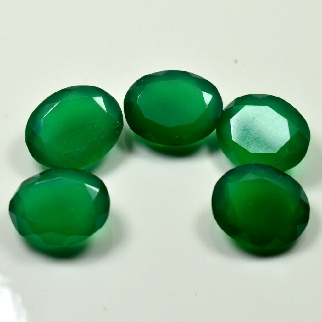 Natural Green Onyx Gemstone Weight 45 Ct 5 Pcs Lot Oval Cut at ...