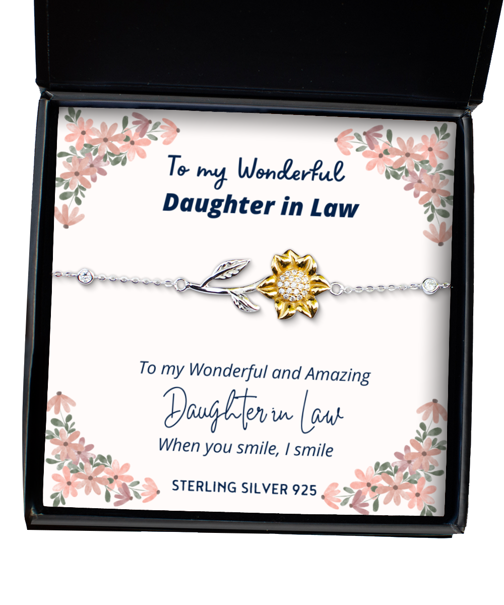 To my Daughter in Law, when you smile, I smile - Sunflower Bracelet. Model