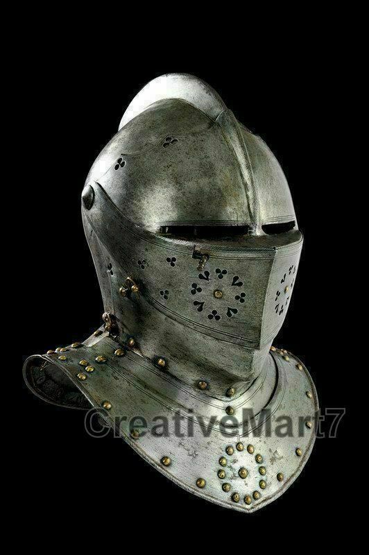 Templar 18Ga Sca Larp Medieval Knight Tournament Close Armor Casque Réplique