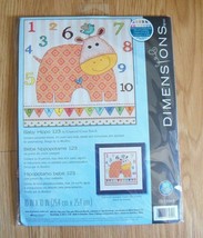 NEW Dimensions Counted Cross Stitch Kit Baby Hippo 123 10&quot;x10&quot; #70-73989... - $13.99