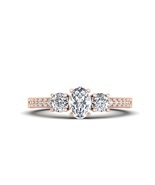 3 Stone Bridal Wedding Ring In Solid 14k Rose Gold Diamond Engagement Ring Women - $869.99